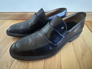 Scarpe eleganti mocassini slip-on uomo pelle nera ordinata GIANNI VERSACE Medusa EU 46 - Foto 1 di 8