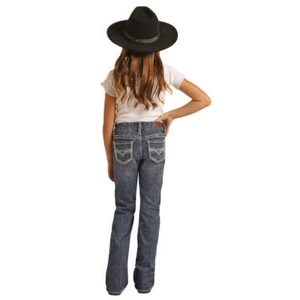 RRGD4MRZPP Rock And Roll Cowgirl Girl's Boot Cut Jean W/Embroidery Pocket NEW - Picture 1 of 3