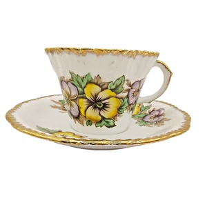 Vintage Salisbury Tea Cup and Saucer Pansies Fine Bone China Made in England - Picture 1 of 24