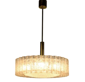 18" Vintage Doria Glass Tube Brass Chandelier Drum Shape Mid Century 1960's - Picture 1 of 12