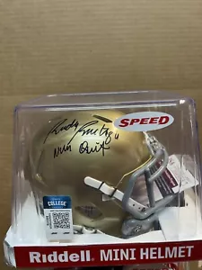 NOTRE DAME Rudy Ruettigher #45 SIGNED Mini Helmet Inscribed ‘never quit’ jsa - Picture 1 of 1