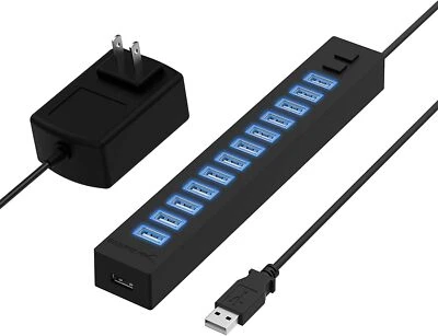 Sabrent 13 Port High Speed USB 2.0 Hub with Power Adapter and 2 Control Switches - Image 1 of 4
