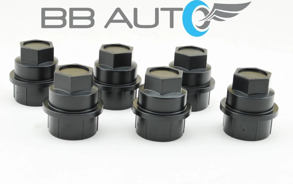 6 NUEVAS TAPAS DE TUERCAS NEGRAS CHEVY GMC SILVERADO 1500 2500 CAMIÓN TAMAÑO COMPLETO Foto 1 de 1