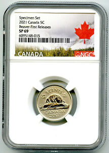 2021 CANADA 5 CENT NGC SP69 FIRST RELEASES NICKEL FROSTED BEAVER 