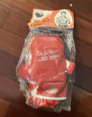 Vintage ROCKY GRAZIANO Autograph Model Boxing Gloves TRIO HOLLANDer in bag Cover