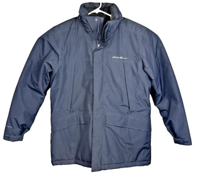Parka Eddie Bauer Para Hombres Azul Marino Borde Climático Cremallera Completa Grande Foto 1 de 4