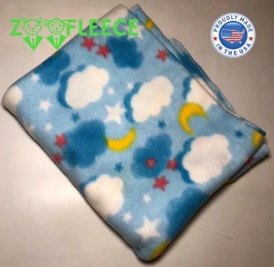 ZooFleece blaue Sterne Wolken Mond Schnee 60X68" Decke Überwurf Quilt Winter warm - Bild 1 von 5