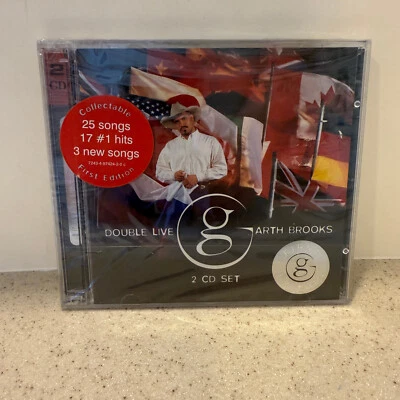 NEW SEALED GARTH BROOKS DOUBLE LIVE 25 TRACK 2 CD SET Flag Cover Foto 1 de 2