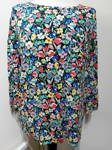 TU schwarz & hell mehrfarbig Blumenmuster Top Größe 10 UK - Bild 1 von 7