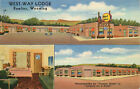 Linen Roadside Postcard 3 Views West-Way Lodge, Rawlins, Wyoming Lincoln Hwy 30
