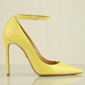 Dsquared2 Yellow Patent Leather Ankle Strap Stiletto High Heel Courts UK7 EU40 - Picture 1 of 22