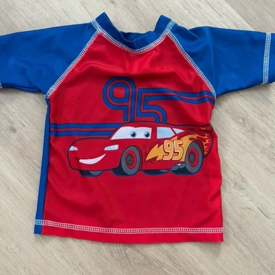 Disney Cars Lightning McQueen Swim Shirt Size 6-9M Rash Guard UPF 50+ - Image 1 of 3