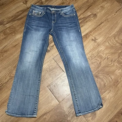 Vigoss Heritage Fit Bootcut Blue Denim Jeans Women 14X32 Bling Stretch Designer - Image 1 of 4