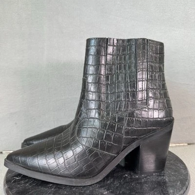 Botas de tornozelo femininas Blondo couro preto crocodilo em relevo impermeável tamanho 8,5M EUA - Imagem 1 de 4