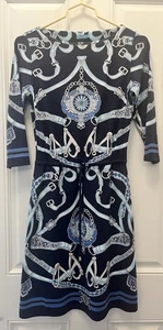J. McLaughlin Dress XS Navy Marianne Catalina Cloth Equestrian Bits Westminster - Picture 1 of 8