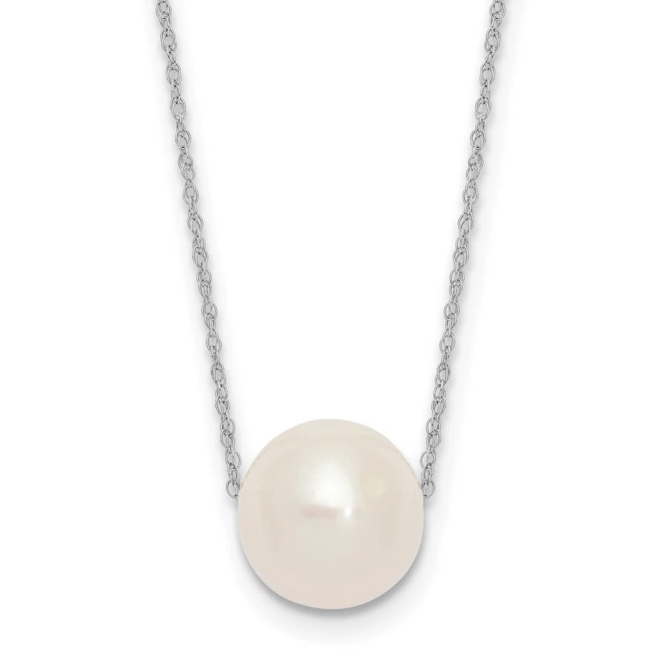Collar de cuerda de perlas cultivadas de agua dulce redondo blanco de 10k de 10-11 mm 17" Foto 1 de 1