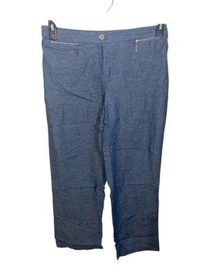 JM COLLECTION Women's 0X Plus Size Chambray Zip-Pocket Pants Linen Blend - Image 1 of 4