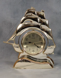 Rhythm Japan 4RP705 Motion Galleon Gold Ship Rocking Boat Mantel Pendulum Clock - Picture 1 of 4