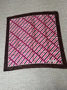 GIVENCHY Designer Silk Brown Pink Stripe Hand Rolled Scarf Made in France - Picture 1 of 9