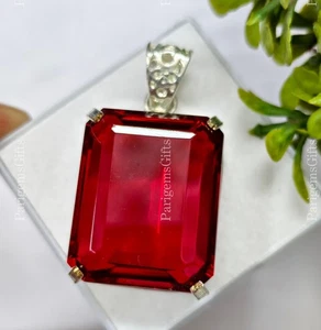 Best Quality 123+ Ct Red Topaz German Silver Solitaire Emerald Cut Gemstone - Picture 1 of 5