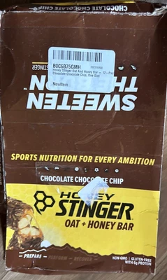 Barra de avena y miel con aguijón de miel - Paquete de 12 chispas de chocolate con chocolate Foto 1 de 2