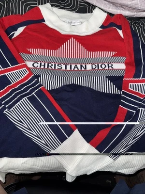 Suéter Christian Dior Mujer Mediano Dioralps Cuello Soporte Azul Marino Tres Tonos Estrella Foto 1 de 4