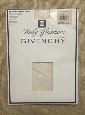 Givenchy Body Gleamers Control Top Pantyhose Shimmery Sheer Leg IVOIRE Size D - Изображение 1 из 2