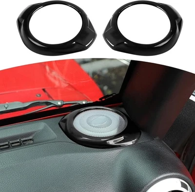 Marco de anillo de ajuste de altavoz de bocina de pilar A negro para Jeep Wrangler JK JKU 2015-17 Foto 1 de 4