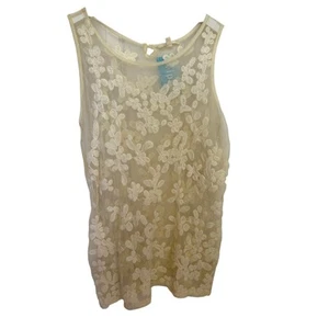 Mystree Embroidered Floral Mesh Tank Top - Size Small - Picture 1 of 4