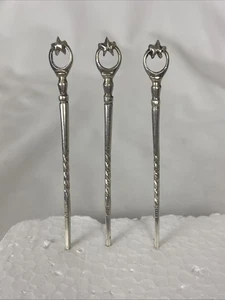 Antik 800 Silber Set mit drei verzierten Stern Hor D'oeuvre Cocktail Plektren - Bild 1 von 14