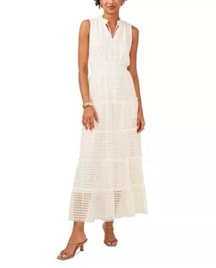 NWT 1 State Women's Sleeveless Tie V-Neck Maxi Dress SizeM IvoryColor - Picture 1 of 11