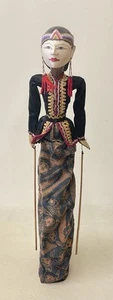 Handgefertigte Vintage indonesische Wayang Golek Holzstabpuppe - Bild 1 von 6