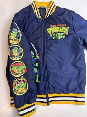 Chaqueta de bombardero Teenage Mutant Ninja Turtles 10-12 piquetes azules con cremallera completa. 869 Foto 1 de 4