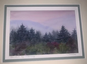NC Artist Signed Jane Voorhees ‘Touched By Morning’ Landscape Trees W/C Print - Picture 1 of 11
