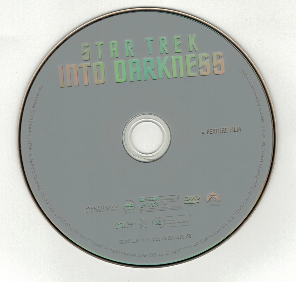 Star Trek Into Darkness (DVD disc) 2013 Chris Pine, Zachary Quinto - Image 1 of 1