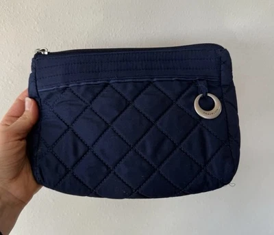 Travelon Anti-roubo Clássico Azul Marinho Carteira Bolsa de Pulso Bolsa Cosmética Viagem - Imagem 1 de 4