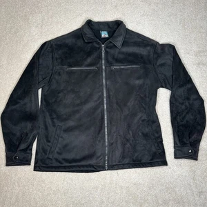 Alf Kuhl Jacket Men XL Black Micro Suede Fleece Wind Proof DISCOLORATION - Picture 1 of 16