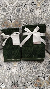 Felpinter Portugal 4 pc EMBOSSED FERN HAND & TIP TOWELS Luxury Velour Green NEW - Picture 1 of 24