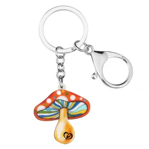 Acrylic Cartoon Spot Mushroom Keychains Car Key Ring Plants Jewelry Charms Gifts - Picture 1 of 7