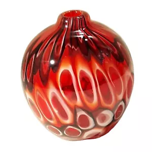 End Of Day Bud Vase Blown Glass Red Bulb Confetti - Picture 1 of 8