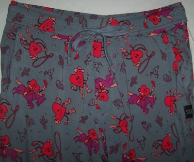 NWT Saxx Gray MODAL SNOOZE Pajama/Lounge KNIT Pants M I HEART COWBOYS HORSES - Image 1 of 3