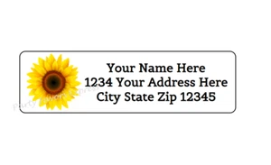 30 SUNFLOWER PERSONALIZED RETURN ADDRESS LABELS 1 in X 2.625 in - Picture 1 of 2