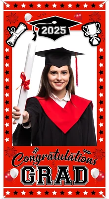 Accesorios de cabina de fotos de graduación rojo - 2025 decoraciones de fiesta de graduación, clase de 2 Foto 1 de 4