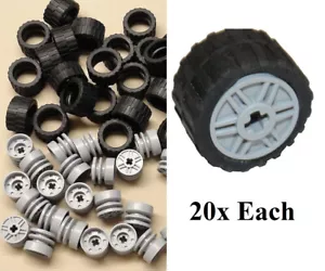 ☀️NEW! x40 NEW LEGO Technic NXT Wheels TIRES RIMS 24 x 14 Light Bluish Gray - Picture 1 of 2