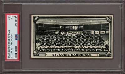 1968 Topps Test Teams St. Louis Cardinals Jim Hart, McMillan, Larry Wilson PSA - Image 1 of 2