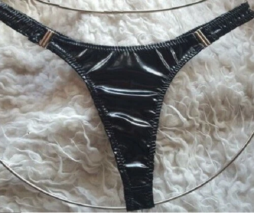 Strip String schwarzes Lackleder, zum Öffnen, Damenstring v. Laexa - Bild 1 von 1