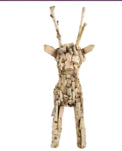 Rentier Elch Nils Holz Natur Unikat Weihnachtsdeko Gartendeko Birke Rinde Recycl - Bild 1 von 7