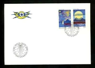 ICELAND 1992 Iceland CHRISTMAS SUN OVRE5 VOLCANO ART SET  FDC +INFO SHEET UNADDR - Image 1 of 2