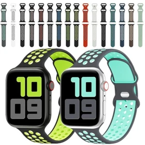 Unisex Silicone Sports Holes Band For Apple Watch Series 7 6 5 4 3 Strap Replace - Picture 1 of 29