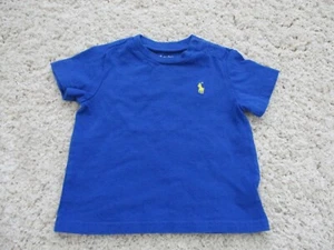 Ralph Lauren T Shirt Baby Boy 9 Blue Buttons yellow Pony Embroidered 100% Cotton - Picture 1 of 8